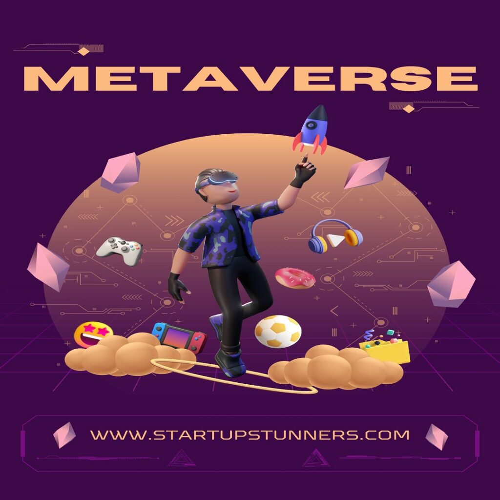 metaverse and a cartoon image with clouds football headphones and emoji