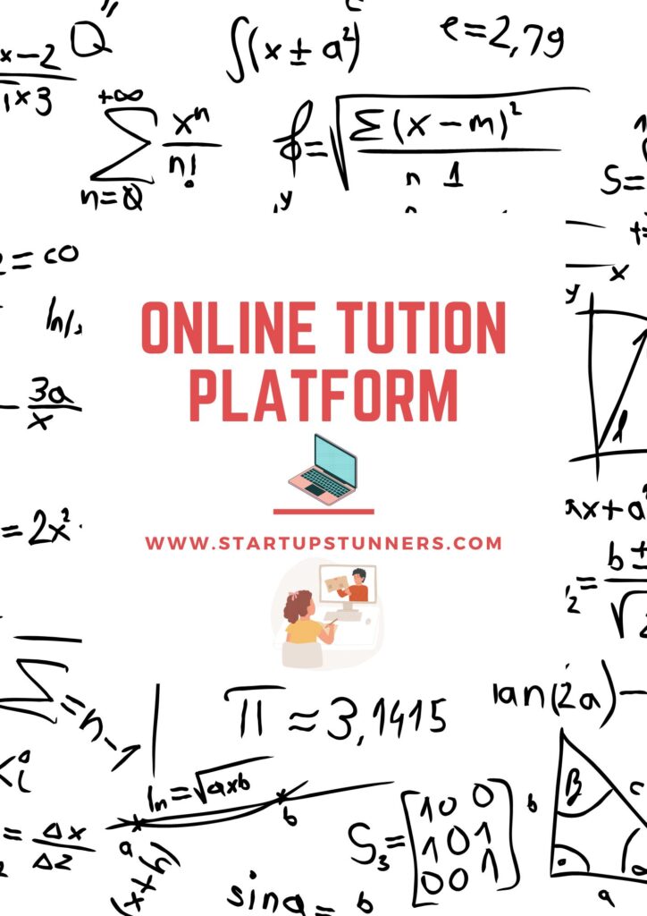 Online Tuition Platform with many equations on white background
